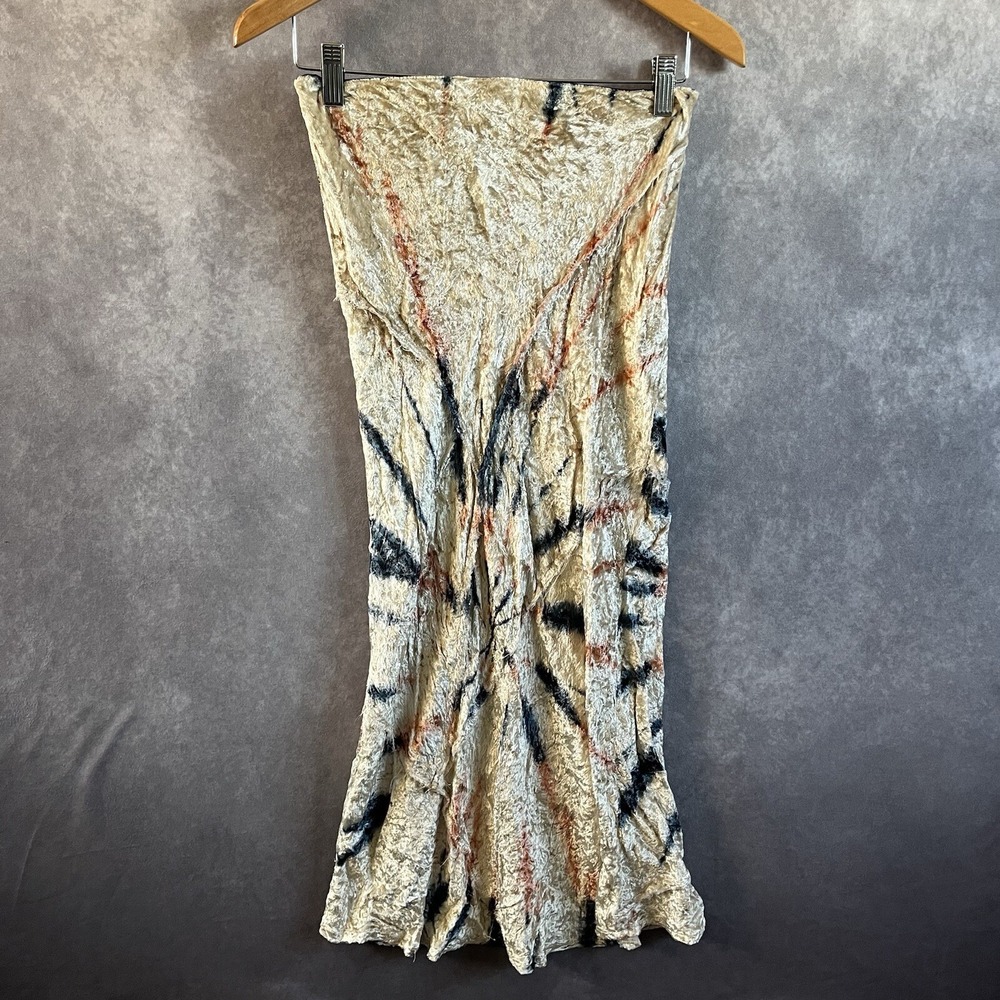 Free People Serious Swagger Maxi Skirt Womens XS Cream Tie Dye Crinkle Viscose